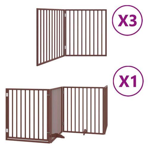 Hundelåge med dør 10 paneler 800 cm foldbar poppeltræ brun