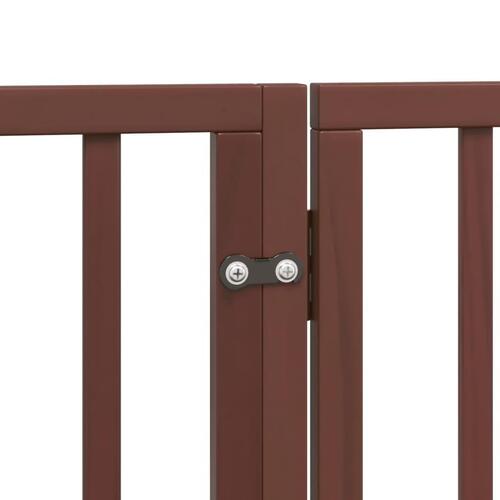 Hundelåge med dør 10 paneler 800 cm foldbar poppeltræ brun