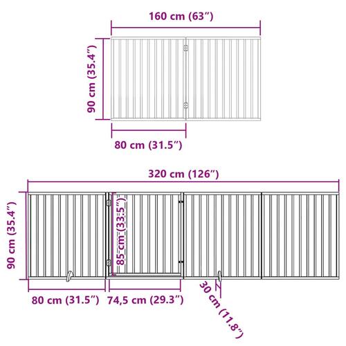 Hundelåge med dør 10 paneler 800 cm foldbar poppeltræ brun