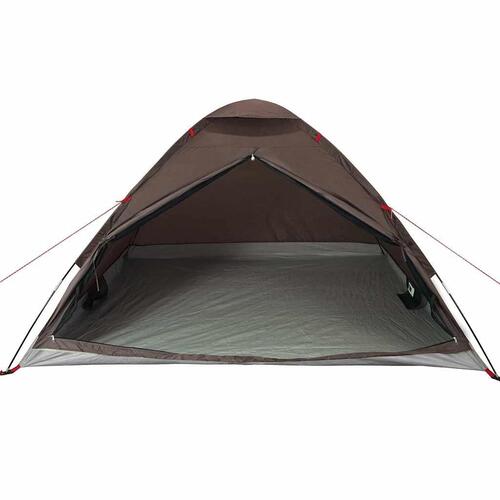 4-personers campingtelt vandafvisende kuppel brun