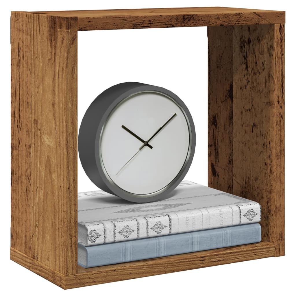 Væghylder 6 stk. 30x15x30 cm kubeformet antikt trælook billede