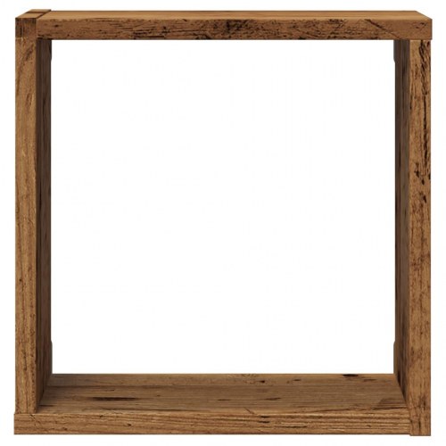 Væghylder 6 stk. - kubeformede 30×15×30 cm i antikt trælook