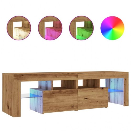 Tv-bord med LED-lys - 140 × 36,5 × 40 cm, konstrueret træ i kunsteg