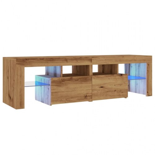 Tv-bord med LED-lys - 140 × 36,5 × 40 cm, konstrueret træ i kunsteg