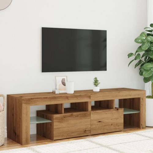 Tv-bord med LED-lys - 140 × 36,5 × 40 cm, konstrueret træ i kunsteg