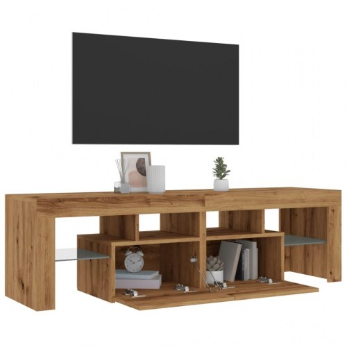 Tv-bord med LED-lys - 140 × 36,5 × 40 cm, konstrueret træ i kunsteg