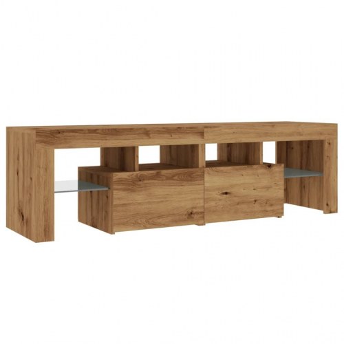 Tv-bord med LED-lys - 140 × 36,5 × 40 cm, konstrueret træ i kunsteg