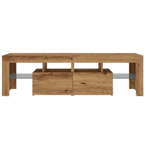 Tv-bord med LED-lys - 140 × 36,5 × 40 cm, konstrueret træ i kunsteg