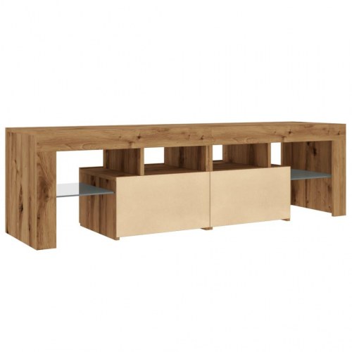 Tv-bord med LED-lys - 140 × 36,5 × 40 cm, konstrueret træ i kunsteg