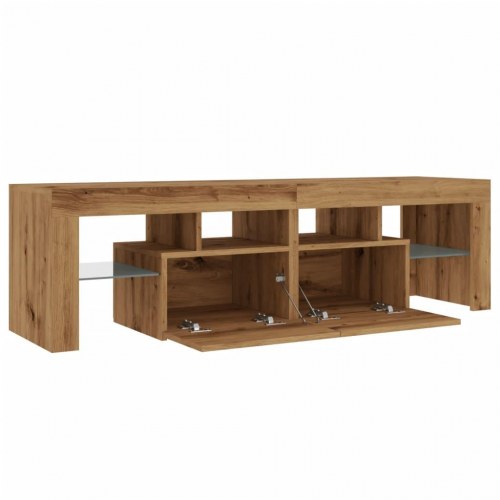 Tv-bord med LED-lys - 140 × 36,5 × 40 cm, konstrueret træ i kunsteg