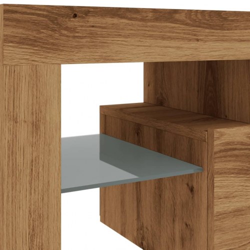 Tv-bord med LED-lys - 140 × 36,5 × 40 cm, konstrueret træ i kunsteg