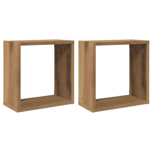 Kubeformede væghylder - 2 stk., 30×15×30 cm, konstrueret træ i kunsteg