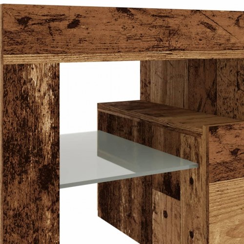 Tv-bord med LED-lys 140×36,5×40 cm - antikt træ, konstrueret træ
