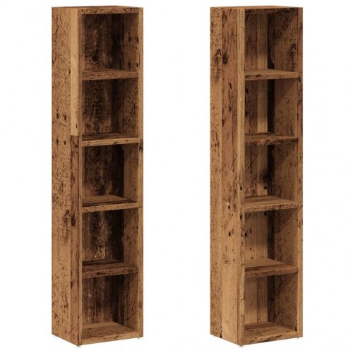 Smalle reoler 2 stk. - 21×16×93,5 cm i konstrueret træ, antikt træ