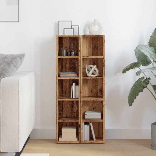 Smalle reoler 2 stk. - 21×16×93,5 cm i konstrueret træ, antikt træ