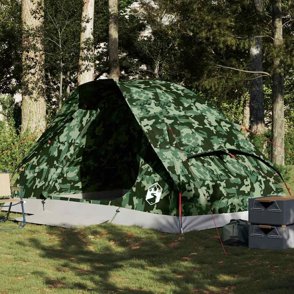 4-personers campingtelt vandafvisende kuppel camouflage