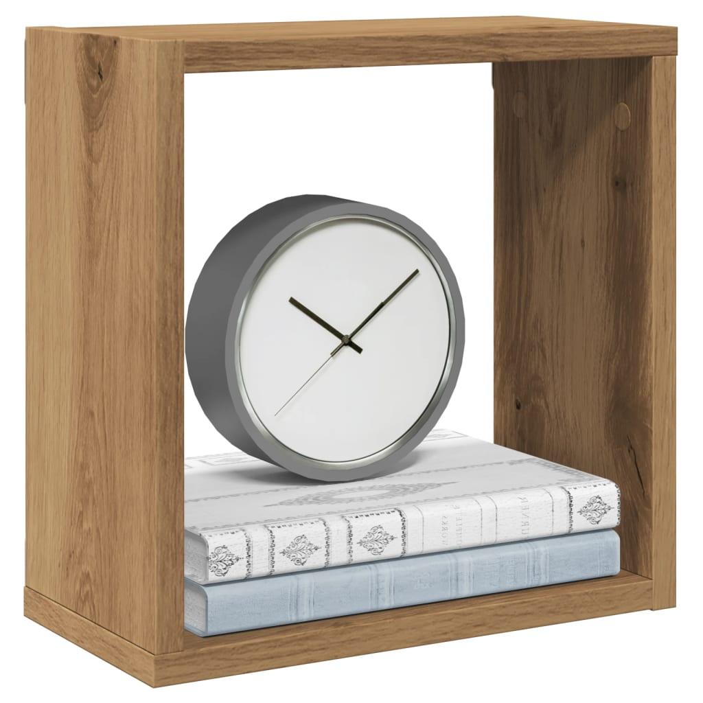 Væghylder 4 stk. 30x15x30 cm kubeformet konstrueret træ kunsteg billede