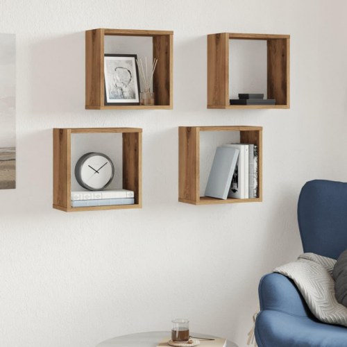 Kubeformede væghylder - 4 stk. 30×15×30 cm i kunsteg