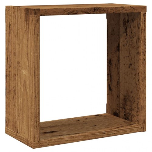 Væghylder 4 stk. kubeformede 30×15×30 cm - antikt trælook