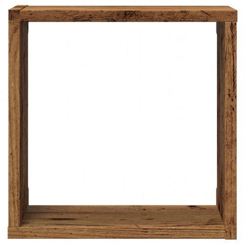 Væghylder 4 stk. kubeformede 30×15×30 cm - antikt trælook