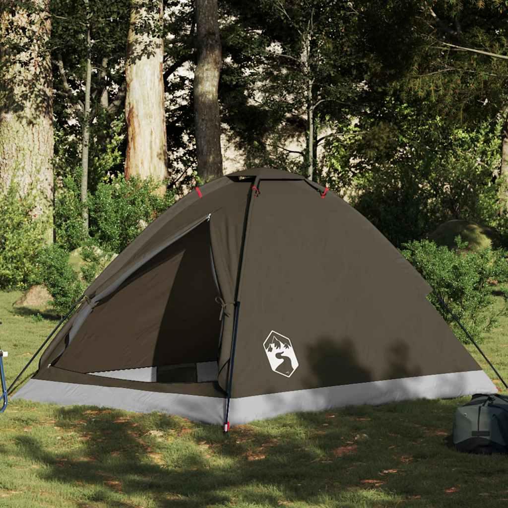 2-personers campingtelt vandafvisende kuppel brun