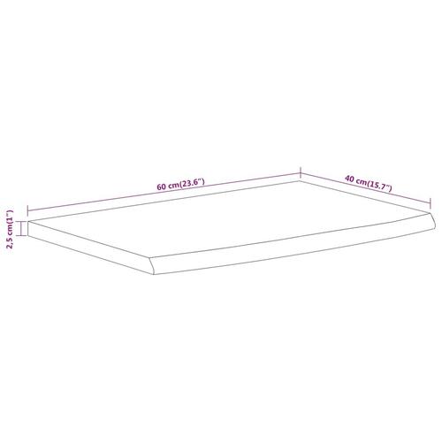 Væghylde 60x40x2,5 cm rektangulær massivt akacietræ