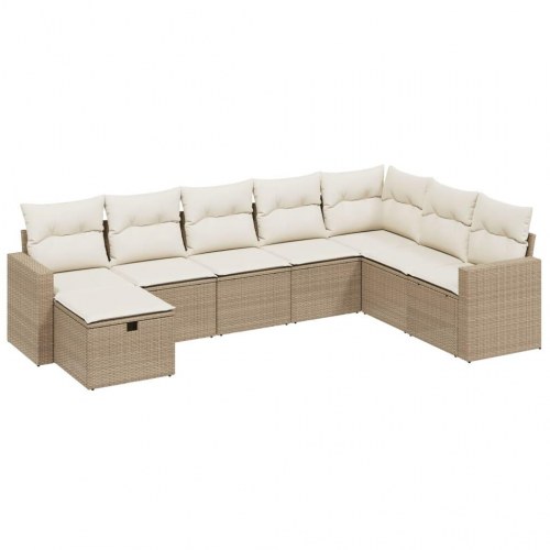 Sofasæt til haven 8 dele med hynder polyrattan beige
