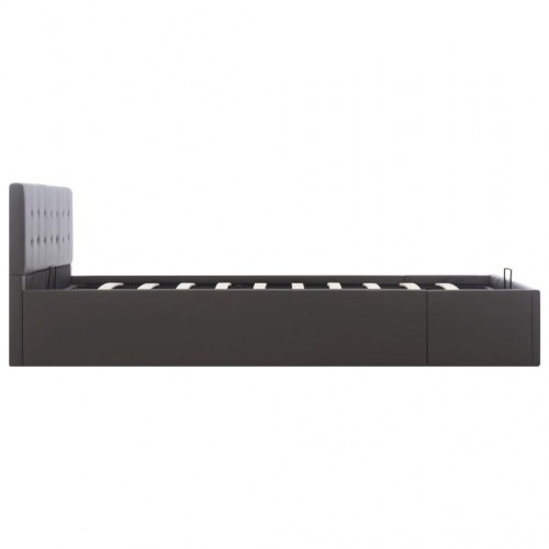 Hydraulisk opbevaringsseng 140 x 200 cm - kunstlæder, grå