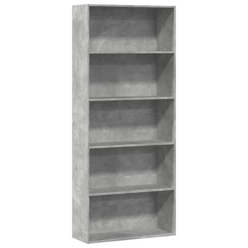 Bogreol 80x30x189 cm konstrueret træ betongrå