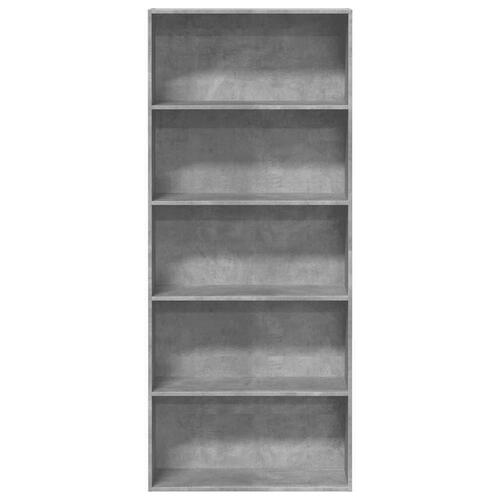 Bogreol 80x30x189 cm konstrueret træ betongrå