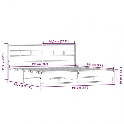 Sengeramme uden madras 193 x 203 cm - sonoma-eg