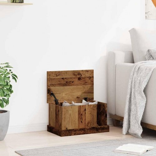 Opbevaringskasse med låg 30 x 50 x 28 cm - antikt træ