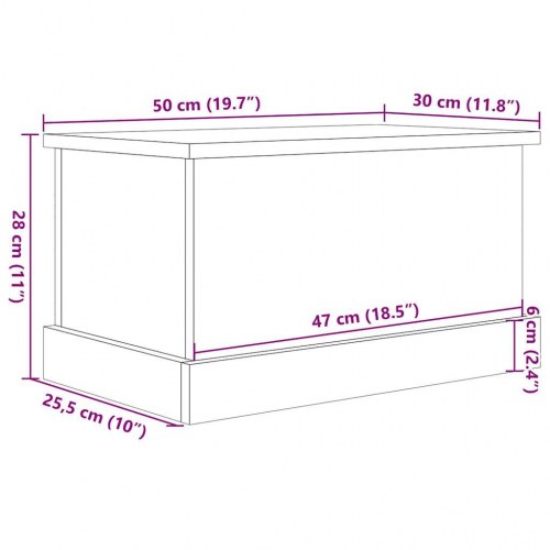 Opbevaringskasse med låg 30 x 50 x 28 cm - antikt træ