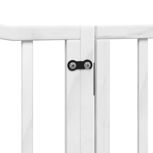 Hundelåge med dør 4 paneler 320 cm foldbar poppeltræ hvid