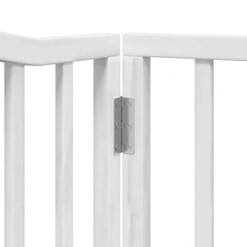 Hundelåge med dør 4 paneler 320 cm foldbar poppeltræ hvid