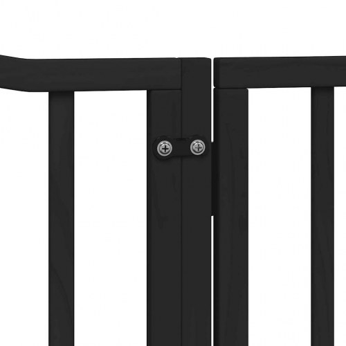 Hundelåge med dør 4 paneler 300 cm foldbar poppeltræ sort