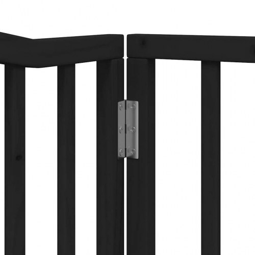 Hundelåge med dør 4 paneler 300 cm foldbar poppeltræ sort