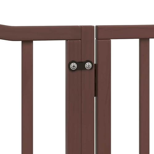 Hundelåge med dør 4 paneler 320cm foldbar poppeltræ brun egetræ