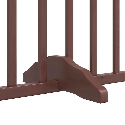 Hundelåge med dør 4 paneler 320cm foldbar poppeltræ brun egetræ