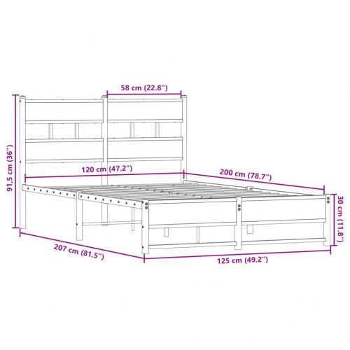 Sengeramme 120 x 200 cm i metal - sonoma-eg
