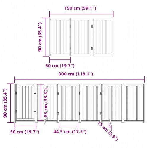 Hundelåge med dør 12 paneler - 600 cm poppeltræ