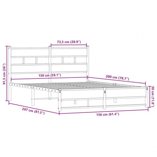 Sengeramme uden madras 150 x 200 cm med lameller - sonoma-eg