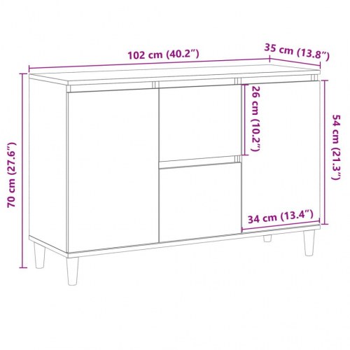 Skænk 102×35×70 cm i konstrueret træ - kunsteg