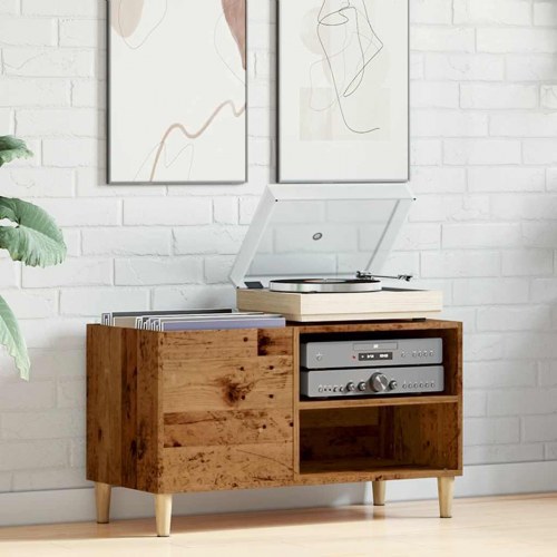 Vinylskab 84,5 x 38 x 48 cm - antikt trælook