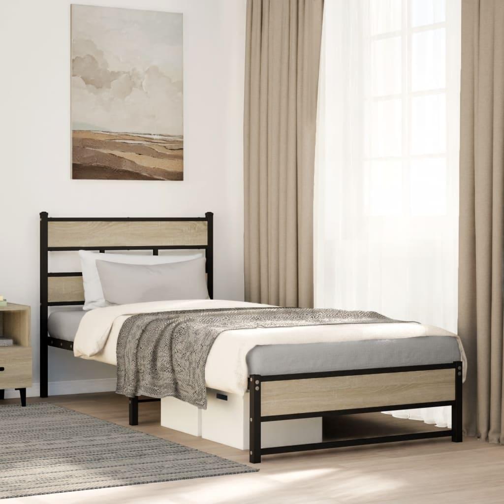 Sengeramme Uden Madras Metal Sonoma-Eg - med sengegavl og dobbelt lavt fodgærde / 80 x 200 cm