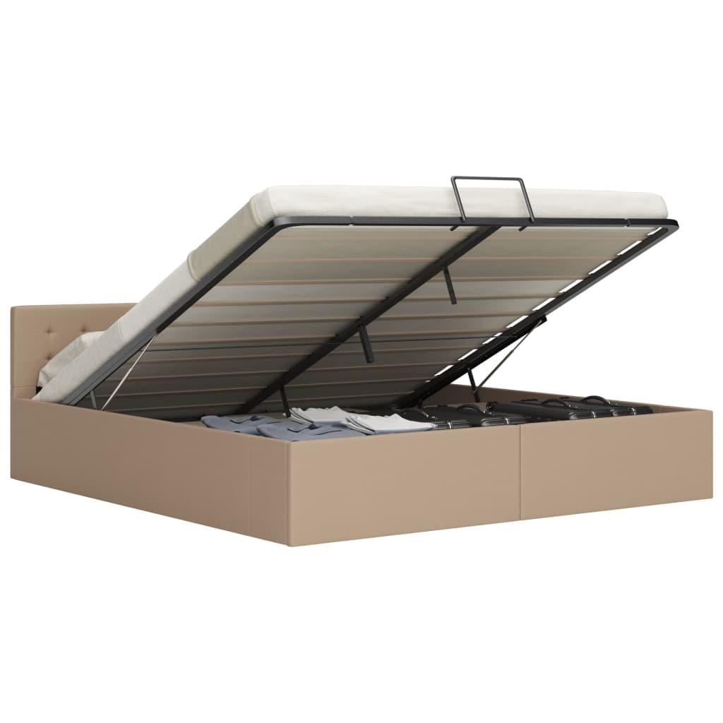 Hydraulisk Opbevaringsseng Kunstlæder - Cappuccino / 160 x 200 cm