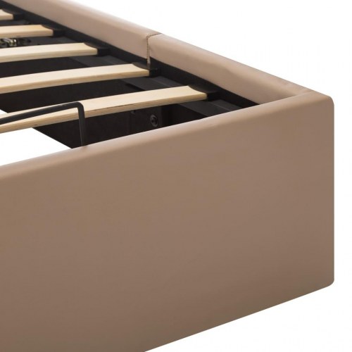 Sengeramme med hydraulisk opbevaring 160 x 200 cm - cappuccino kunstlæder