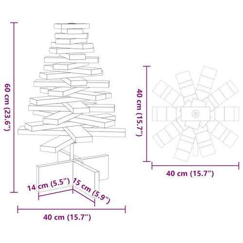 Dekorativt juletræ til pynt 60 cm massivt fyrretræ hvid