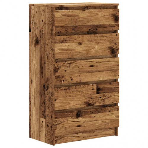 Kommode med 5 skuffer 60 × 36 × 103 cm - konstrueret træ i antikt trælook