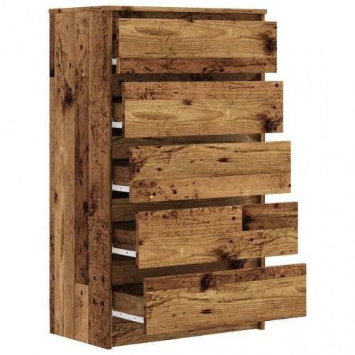 Kommode med 5 skuffer 60 × 36 × 103 cm - konstrueret træ i antikt trælook